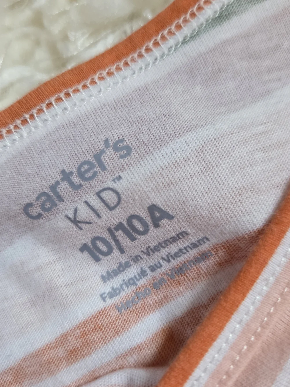 Carter's White and Orange Striped Knit Dress
